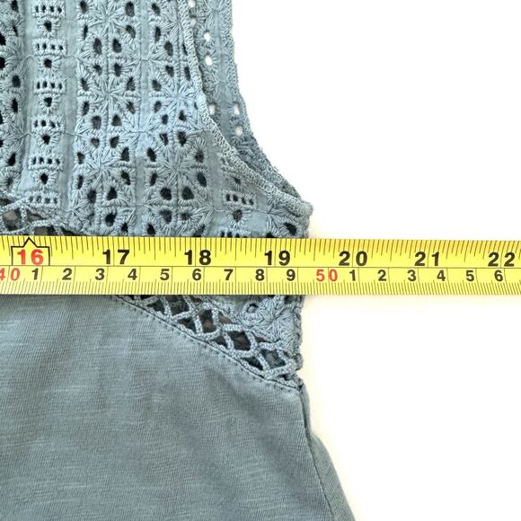 NWT Sundance Women’s Dinah Eyelet Shirt Top Blue Short Sleeve V-Neck - Picture 6 of 11